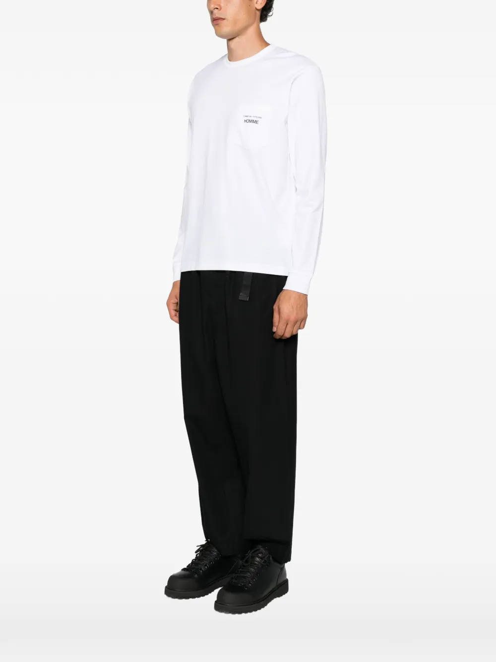 Comme des Garçons Homme Plus logo-print chest-pocket T-shirt Wit