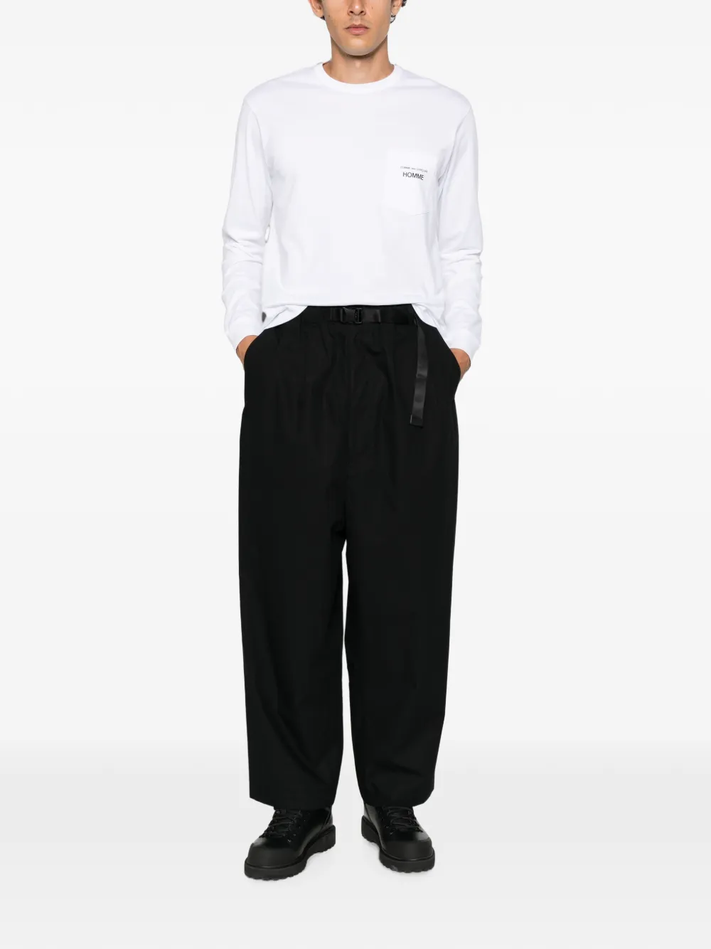 Comme des Garçons Homme Plus logo-print chest-pocket T-shirt Wit