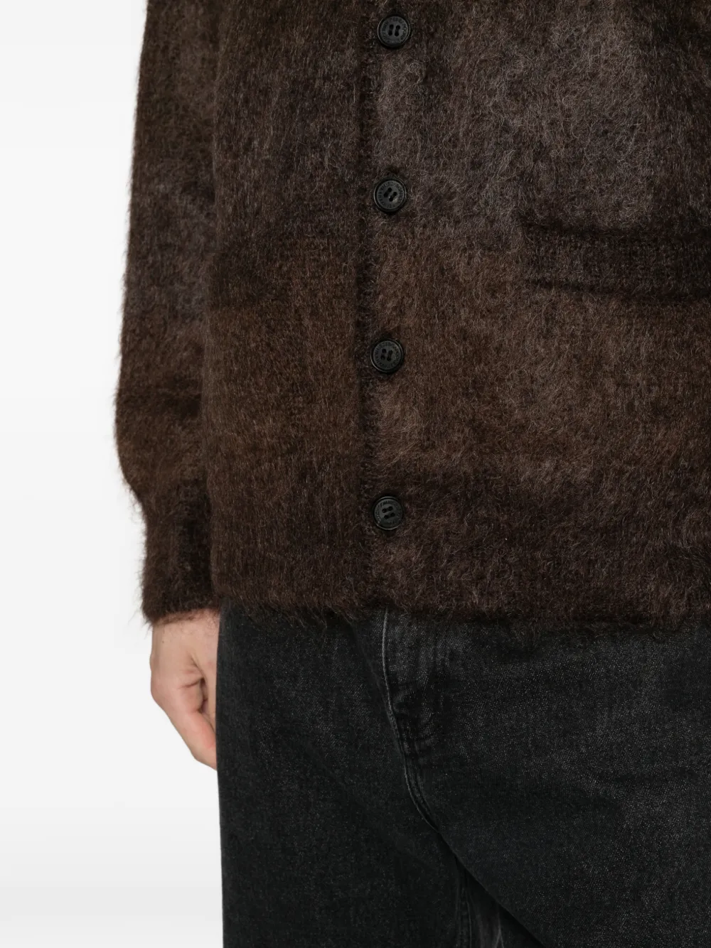 Comme des Garçons Homme Plus fuzzy alpaca cardigan Bruin