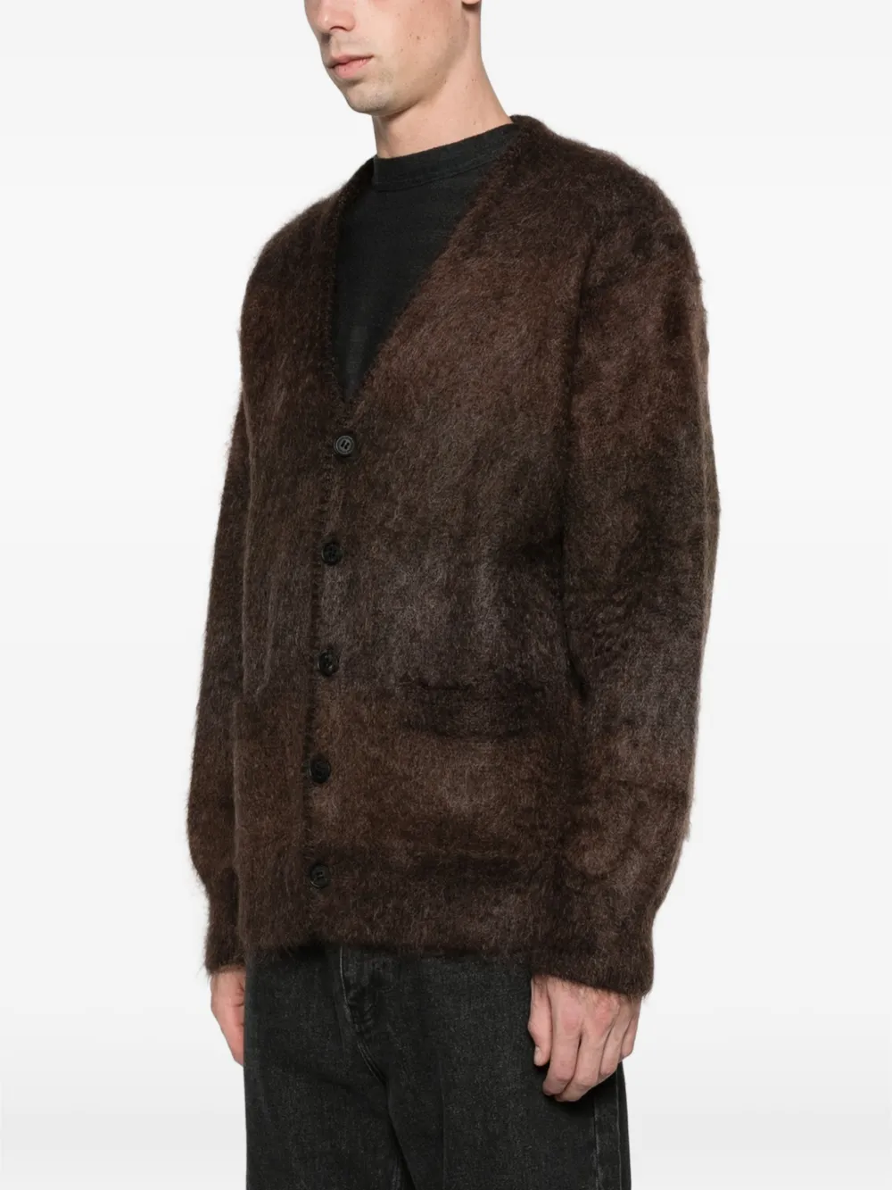 Comme des Garçons Homme Plus fuzzy alpaca cardigan Bruin