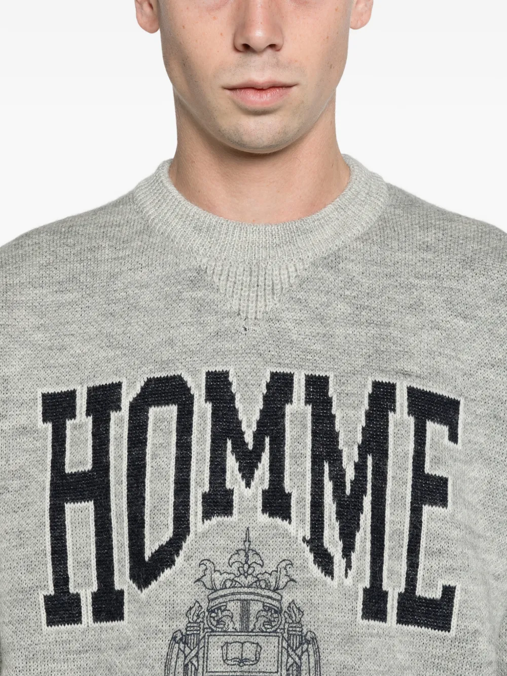 Comme des Garçons Homme Plus crest jacquard sweater Grijs