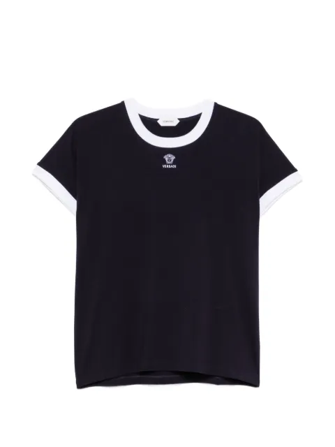 Versace logo-embroidered ringer T-shirt