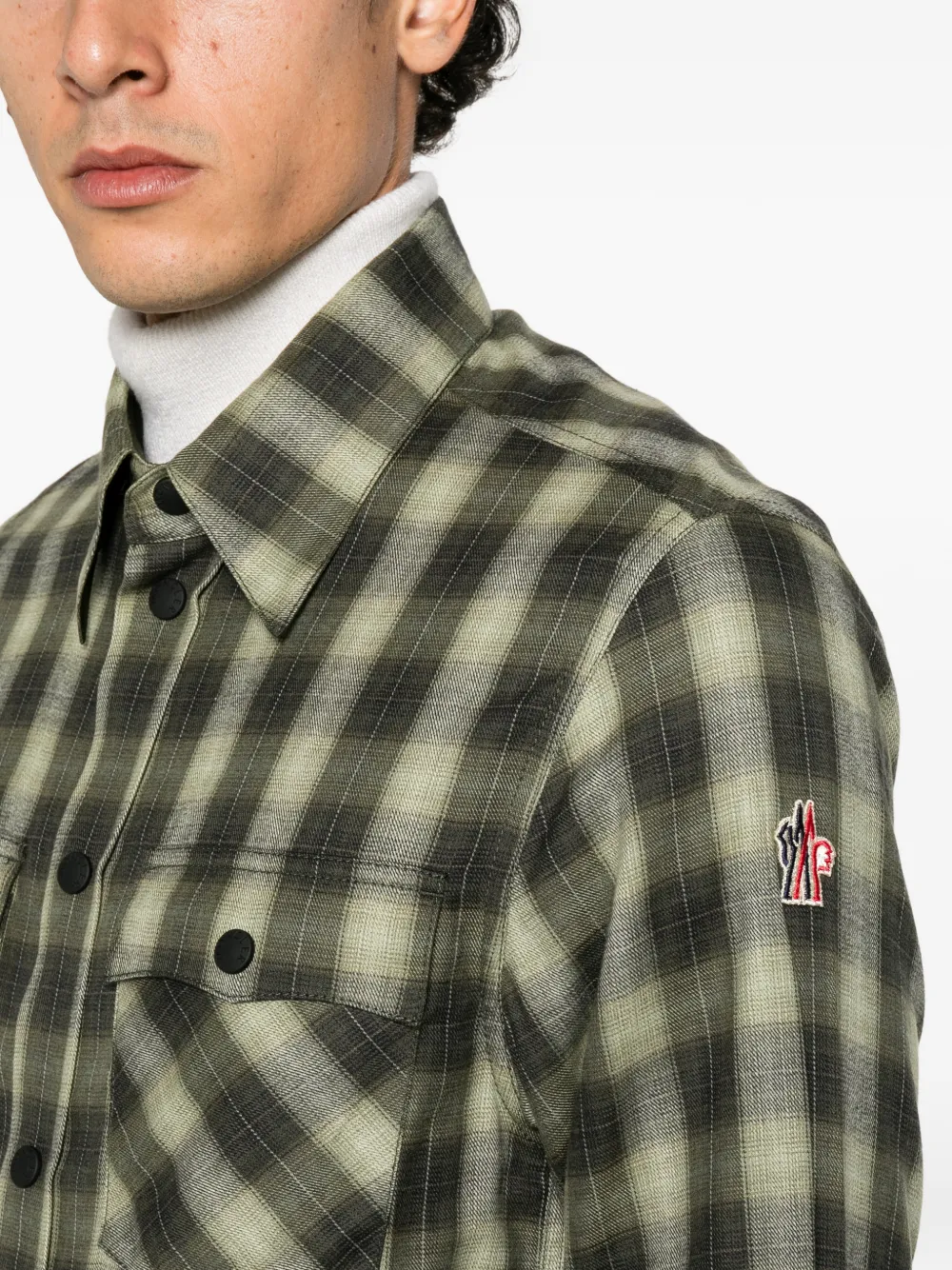 Moncler Grenoble checked-pattern shirt Groen