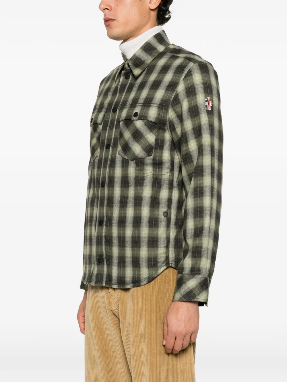 Moncler Grenoble checked-pattern shirt Groen