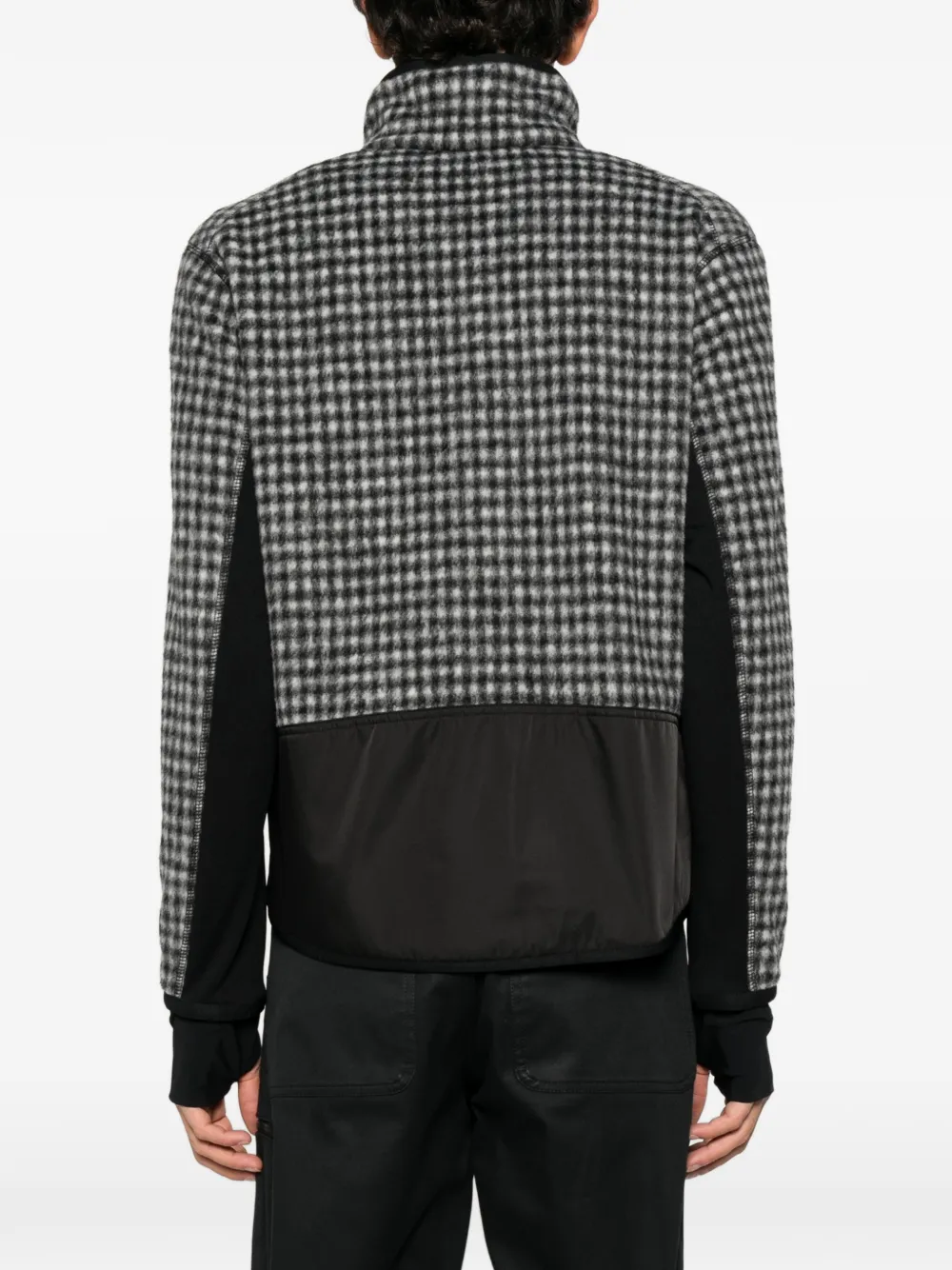 Moncler Grenoble Vichy checked-pattern zip-up jacket Grijs