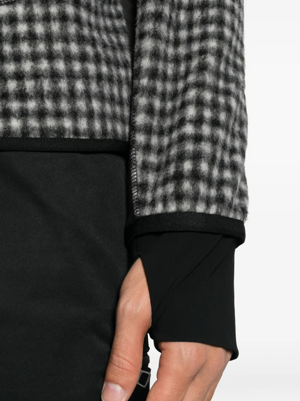Moncler Grenoble Vichy checked-pattern zip-up jacket Grijs