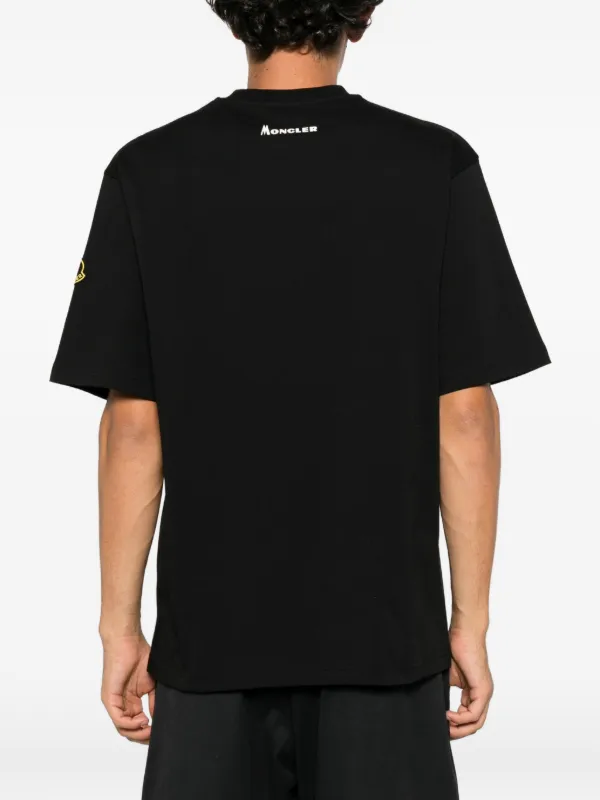 Moncler Re-Icon mountain-print logo-patch T-shirt | Black | FARFETCH