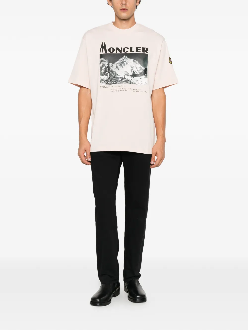 Moncler mountain-print jersey T-shirt Roze