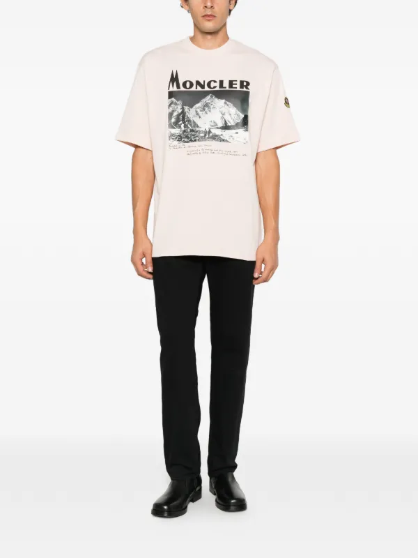 Moncler mountain-print Jersey T-shirt | Pink | FARFETCH