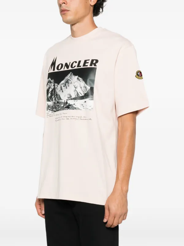 Moncler mountain-print Jersey T-shirt | Pink | FARFETCH