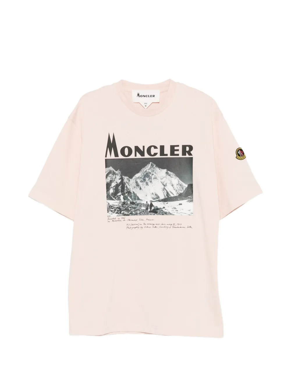 Moncler mountain-print jersey T-shirt Roze