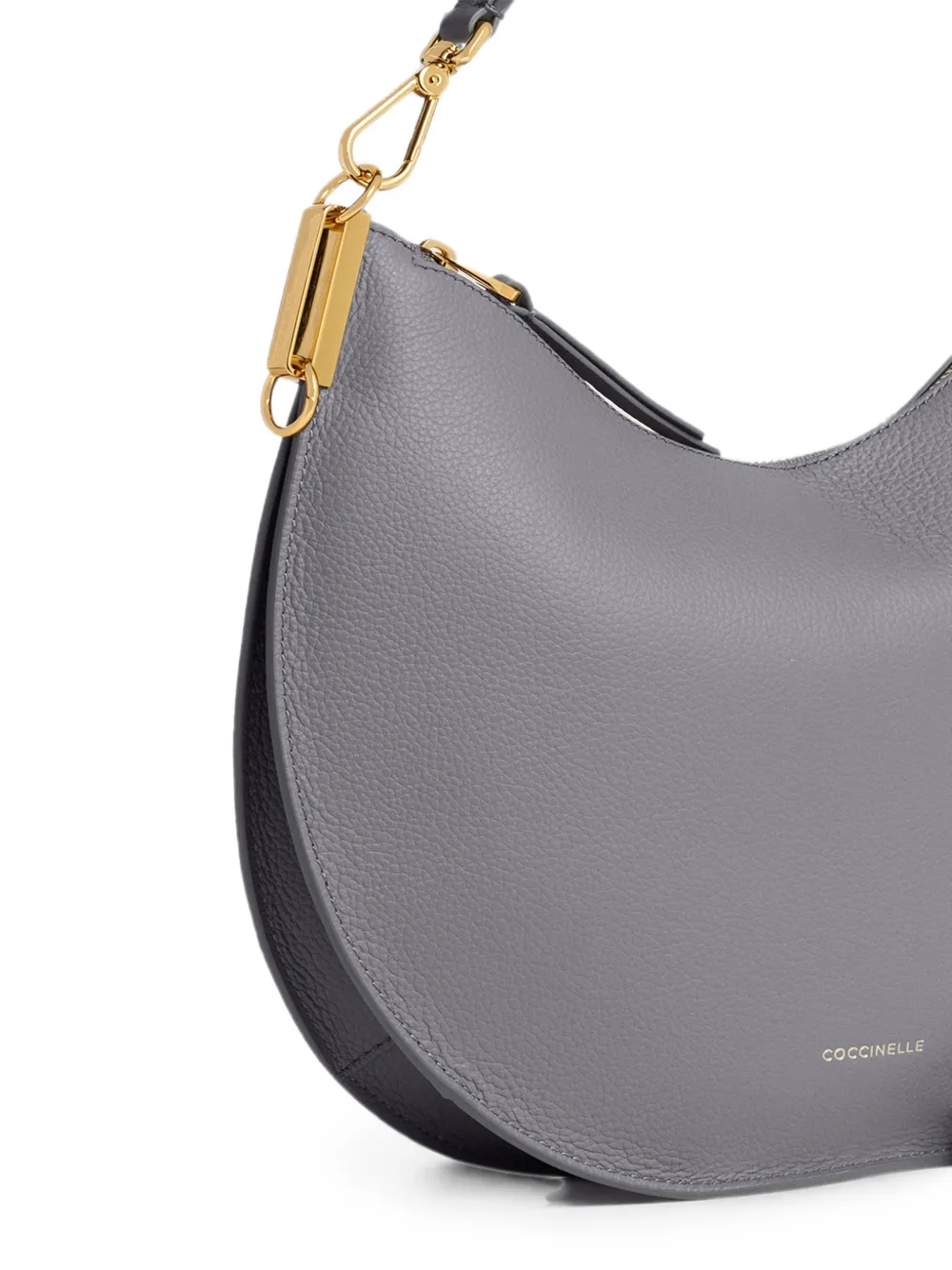 Coccinelle Medium Sunup halvemaanvormige leren schoudertas Grijs