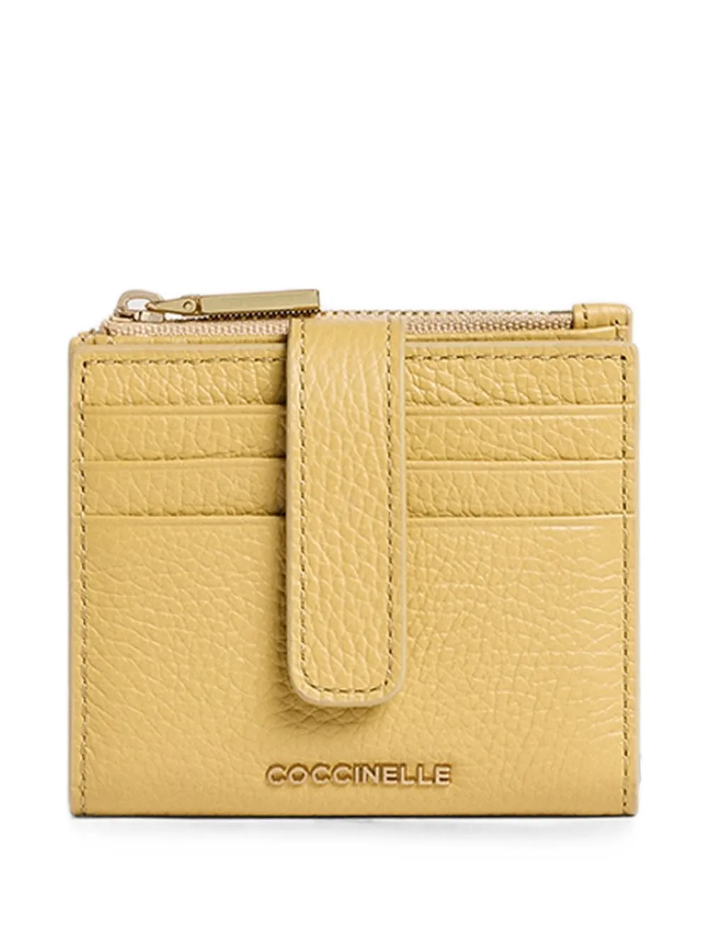 Coccinelle Grained-leather Cardholder In Yellow