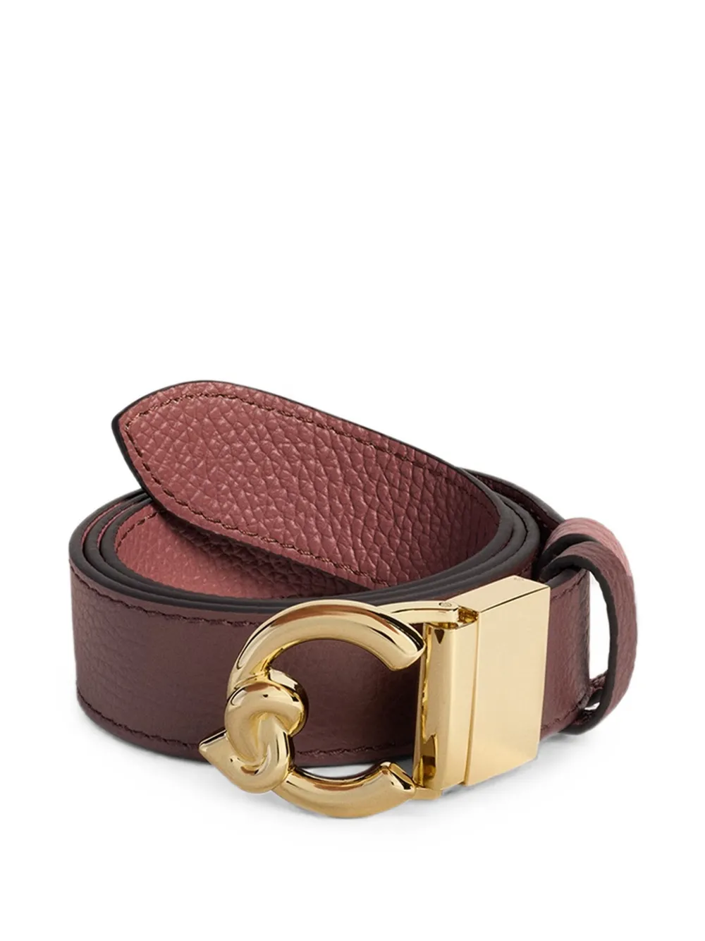 Coccinelle Logo-plaque Pebbled-leather Belt In Brown