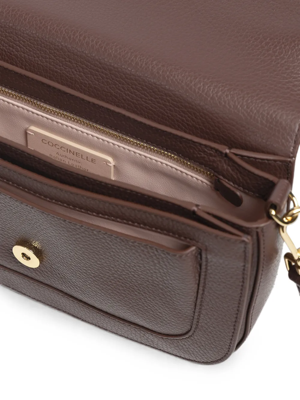 Coccinelle Medium C-Me leren schoudertas met logoplakkaat Bruin