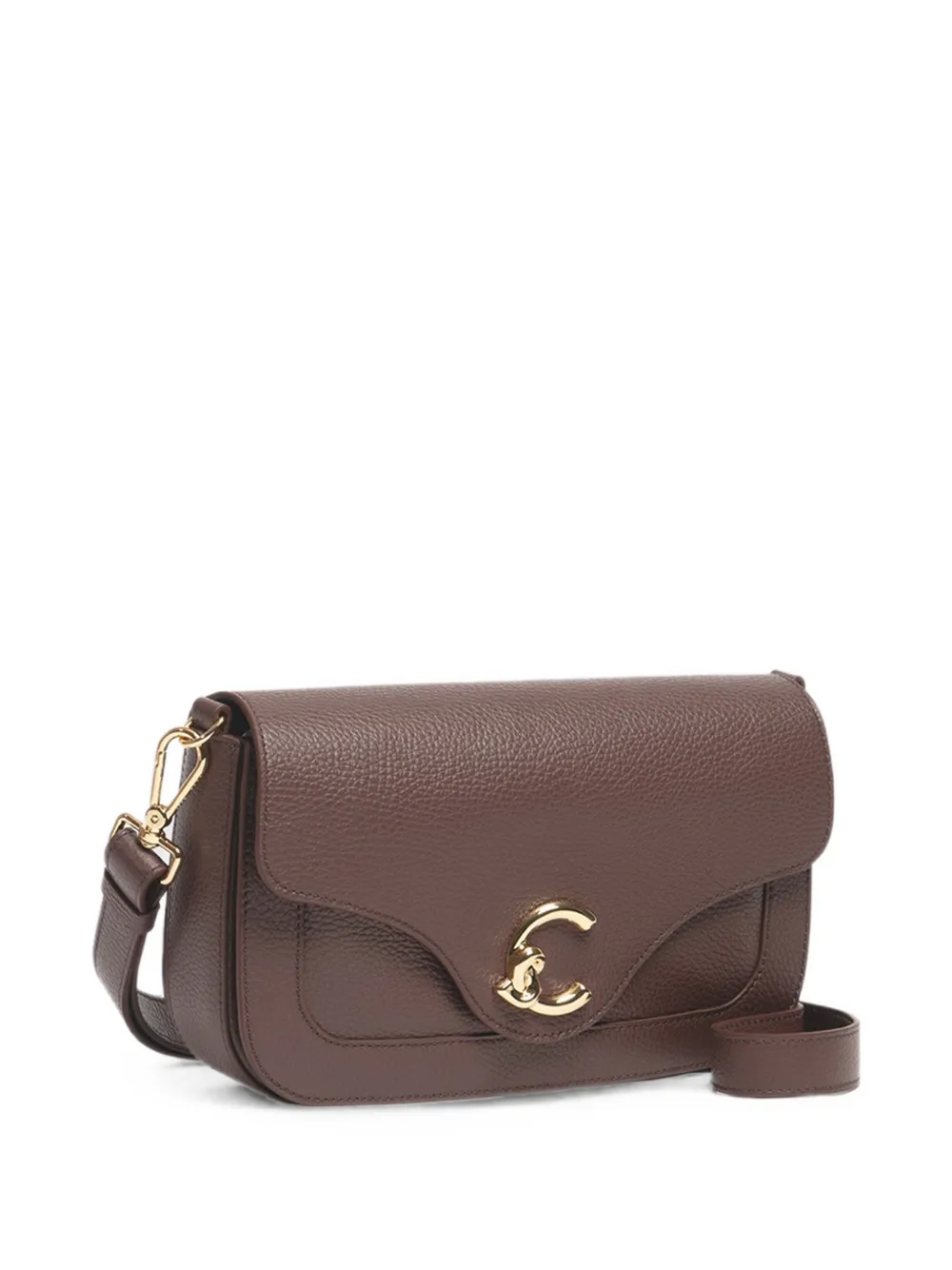 Coccinelle Medium C-Me leren schoudertas met logoplakkaat Bruin