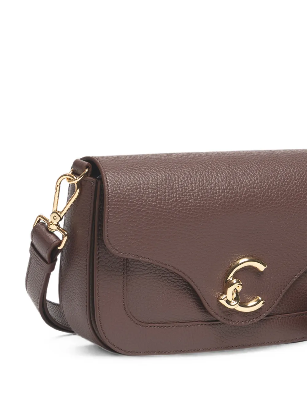 Coccinelle Medium C-Me leren schoudertas met logoplakkaat Bruin