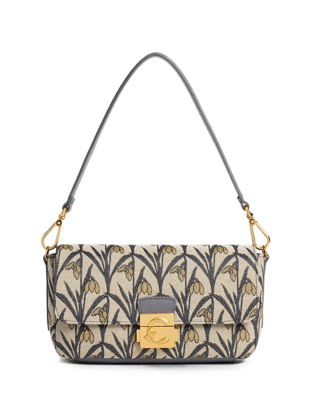 Coccinelle medium C-Me Lock floral-jacquard leather-trim tote bag · OS