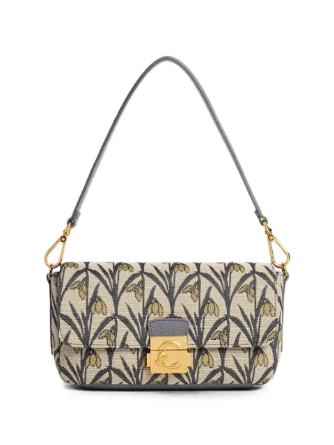 Coccinelle medium C-Me Lock floral-jacquard leather-trim tote bag