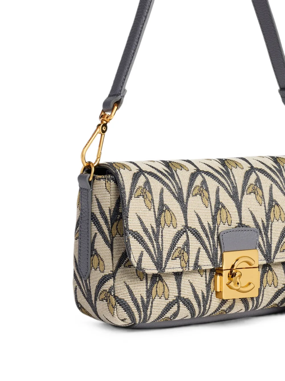 Coccinelle Medium C-Me Lock shopper met leren afwerking en bloemen-jacquard Beige