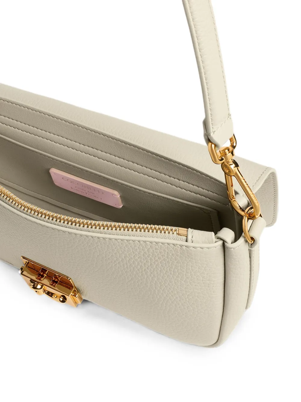 Coccinelle Medium C-Me Lock schoudertas met logogesp Beige