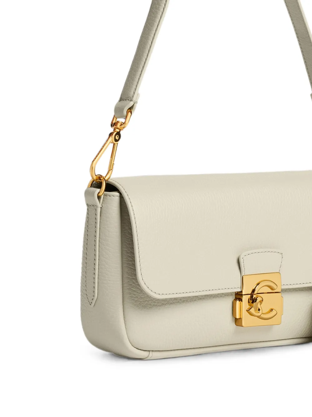Coccinelle Medium C-Me Lock schoudertas met logogesp Beige