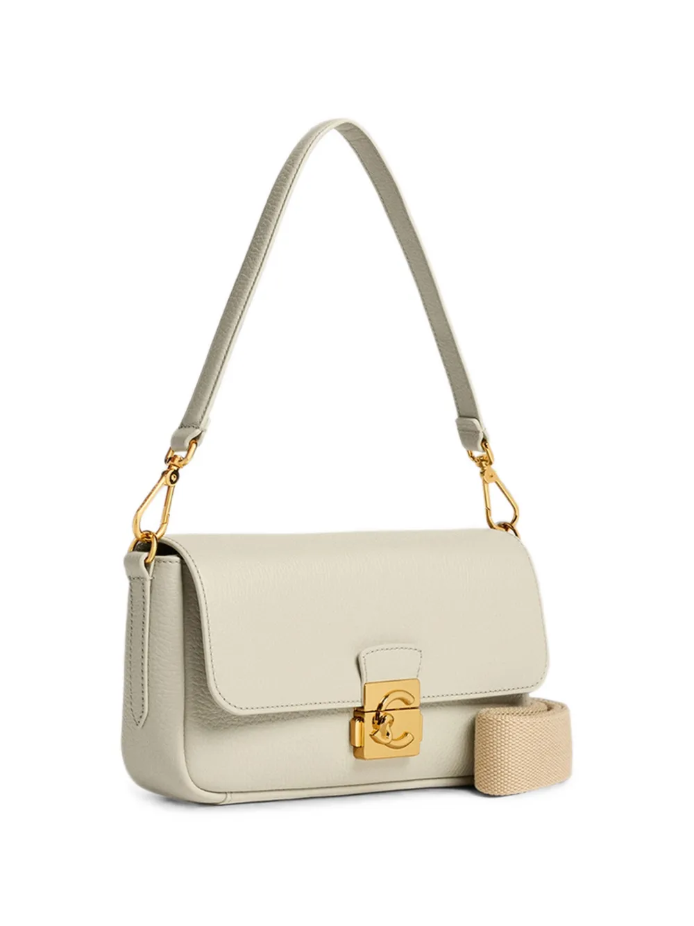 Coccinelle Medium C-Me Lock schoudertas met logogesp Beige
