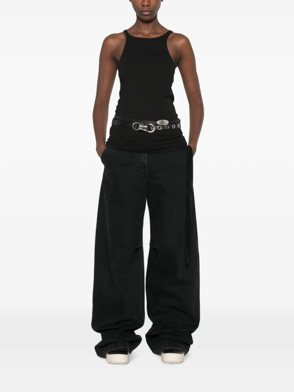 Rick Owens DRKSHDW Ribgebreide mouwloze top Zwart