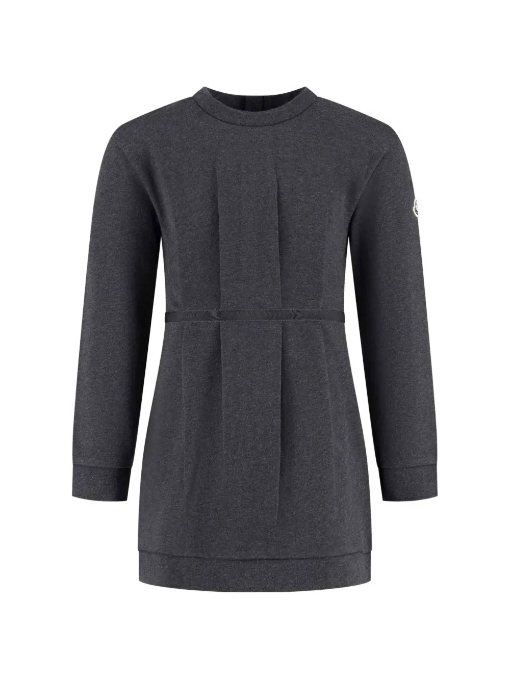 Moncler Enfant robe plissée à patch logo - Gris