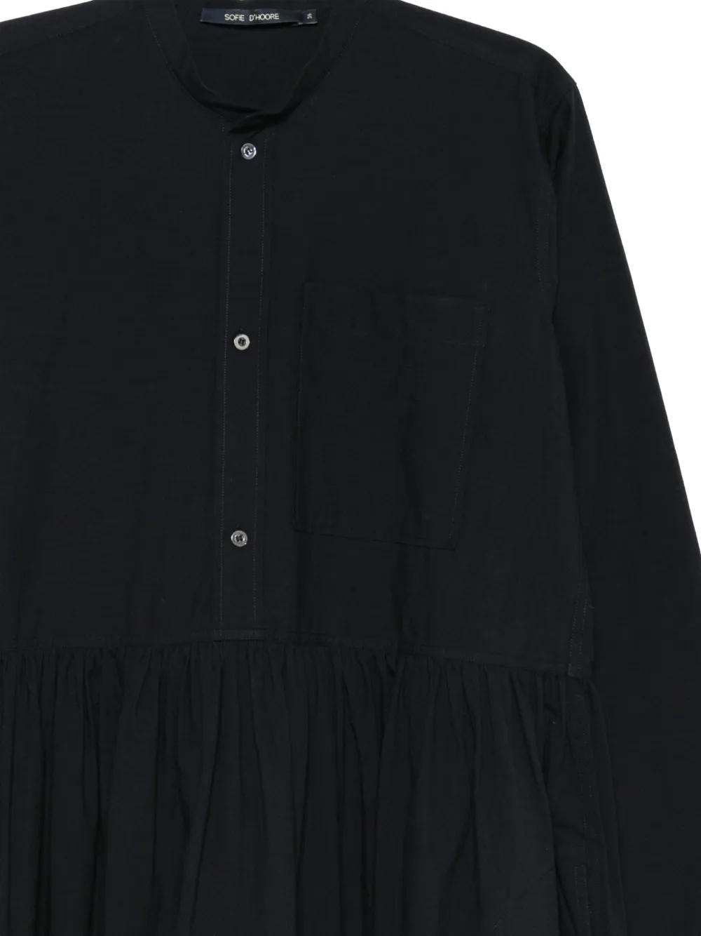 Sofie D'hoore Darleen midi-jurk met gesmockte taille en borstzak Blauw