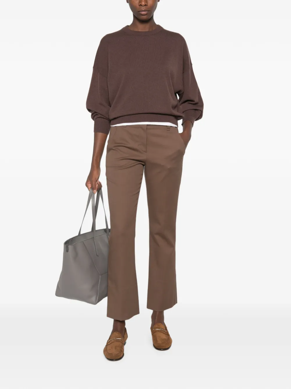 Brunello Cucinelli Broek met riemlussen Bruin