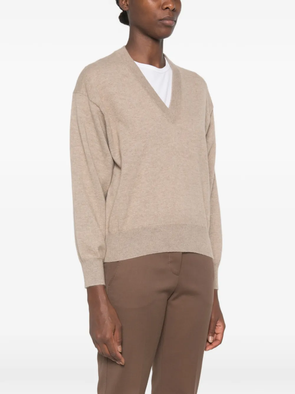 Brunello Cucinelli Trui met V-hals Beige