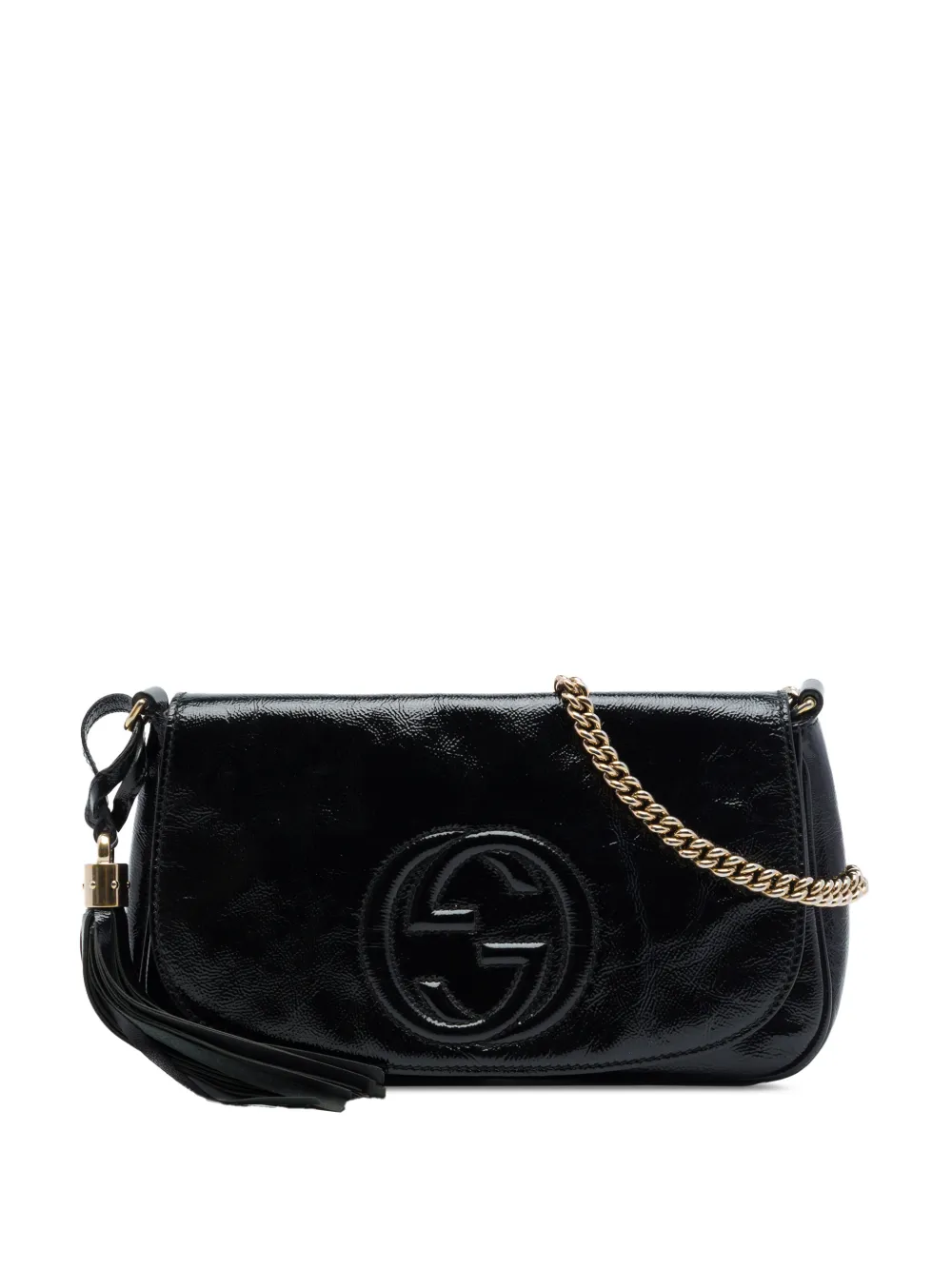 Gucci Pre-Owned 2016-2026 Medium Patent Soho Chain Flap crossbody bag - Schwarz