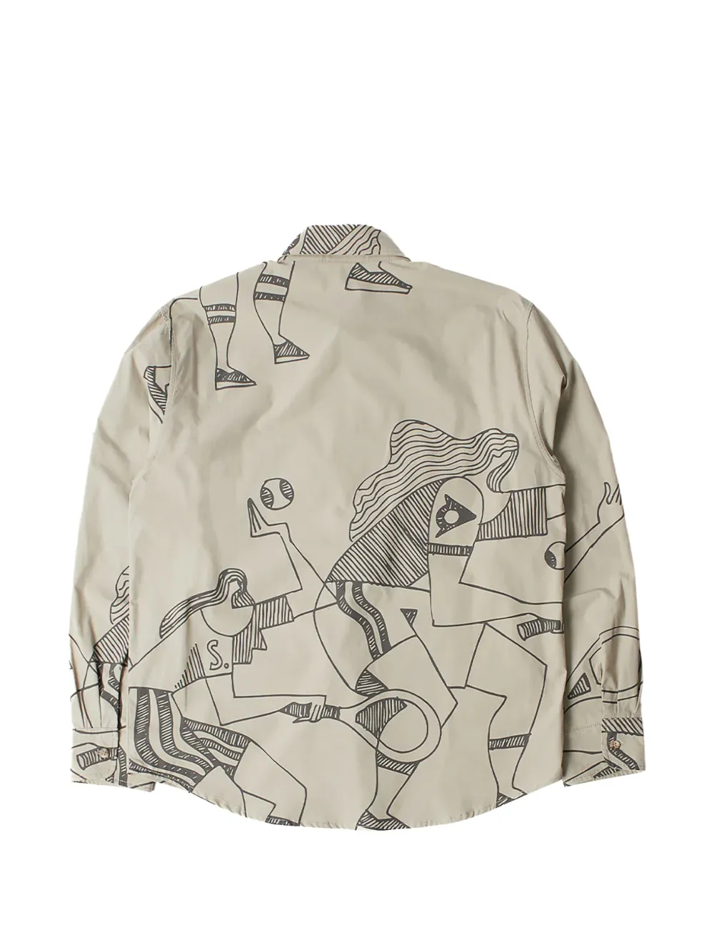 BY PARRA Button-up overhemd met pentekening Beige