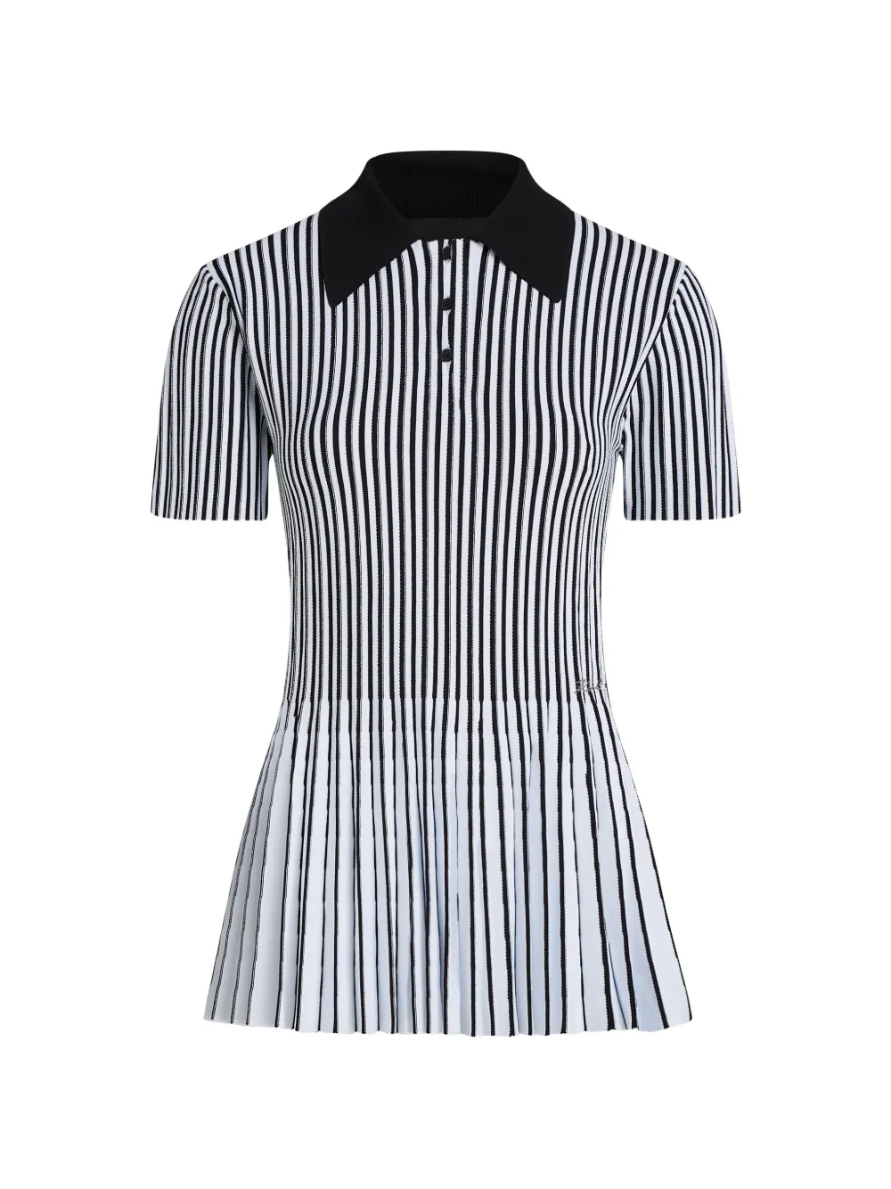 Karl Lagerfeld pleated striped polo shirt - Bianco