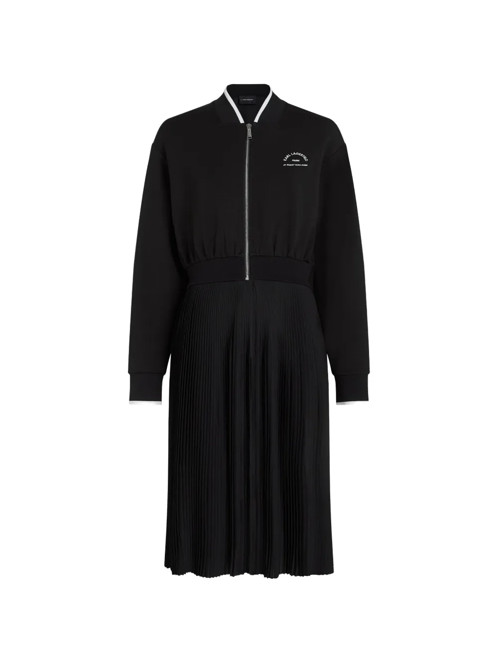 Karl Lagerfeld pleated zip-up midi dress - Schwarz