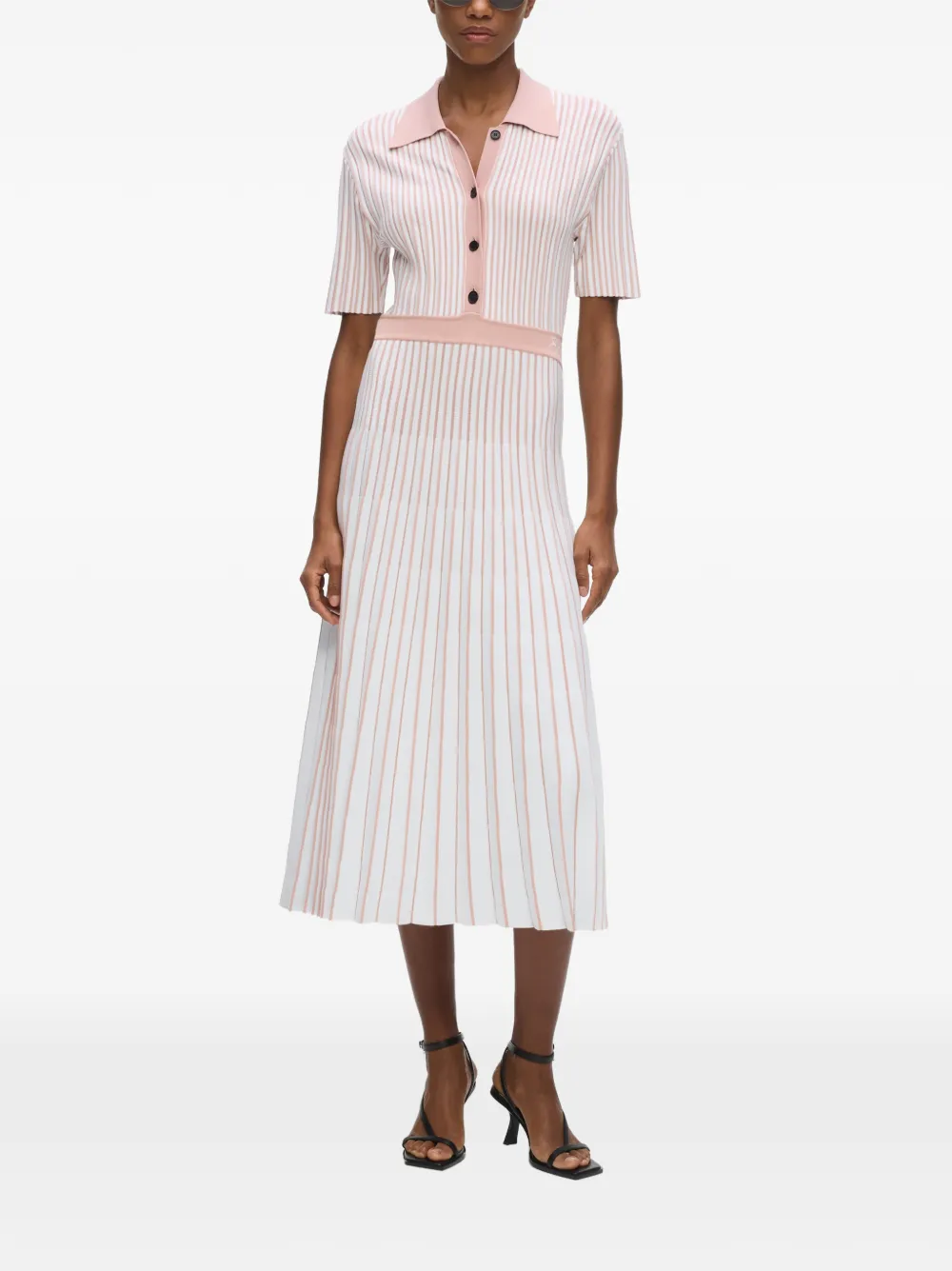 Karl Lagerfeld pleated-knit midi dress Wit
