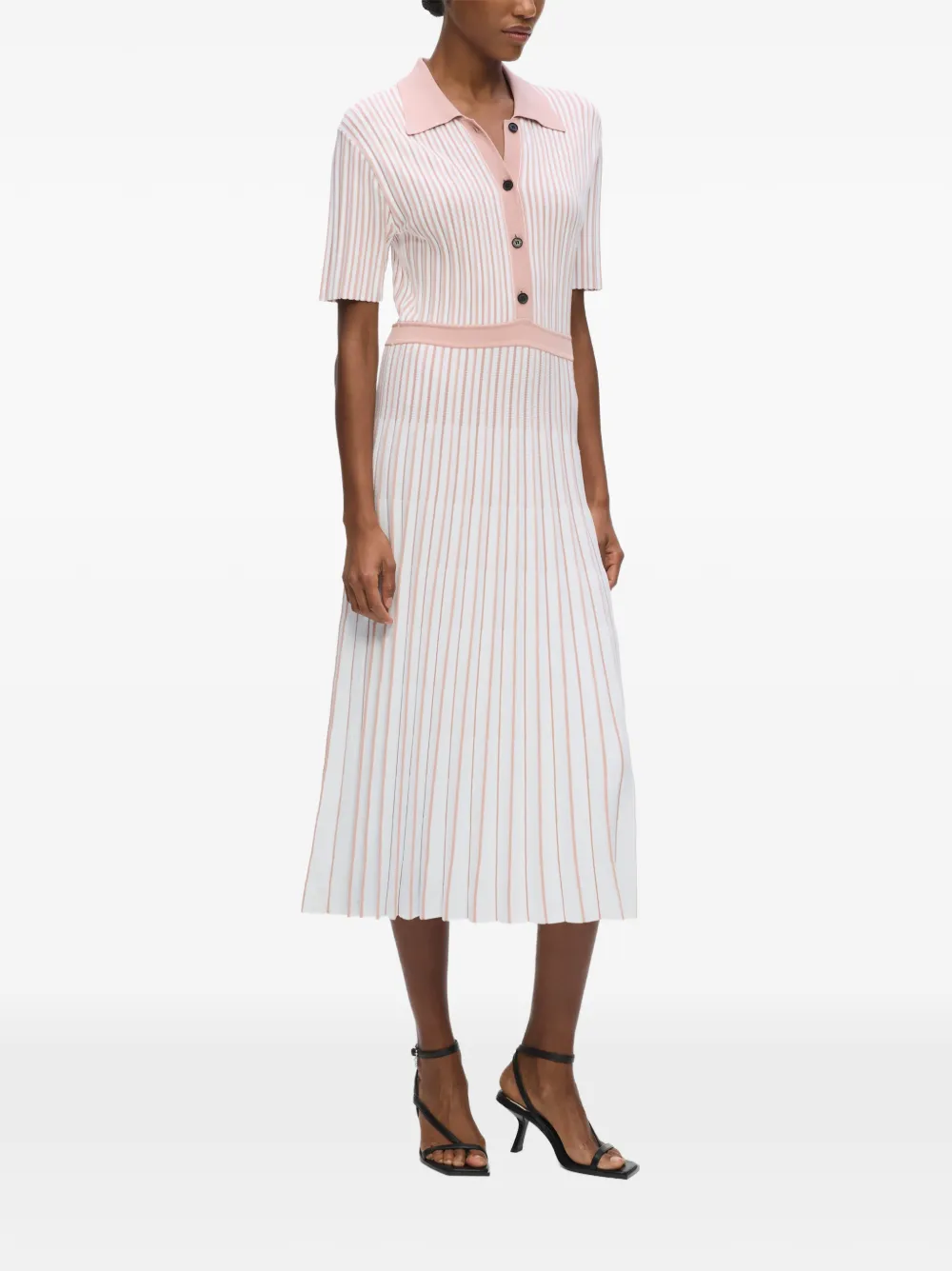 Karl Lagerfeld pleated-knit midi dress Wit