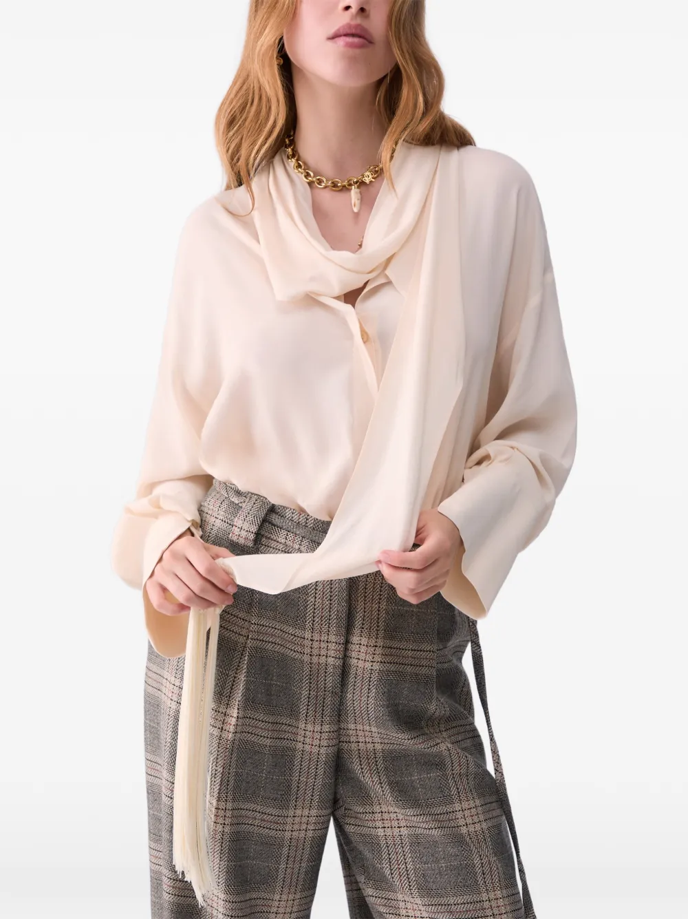 LIU JO Blouse met sjaal Beige