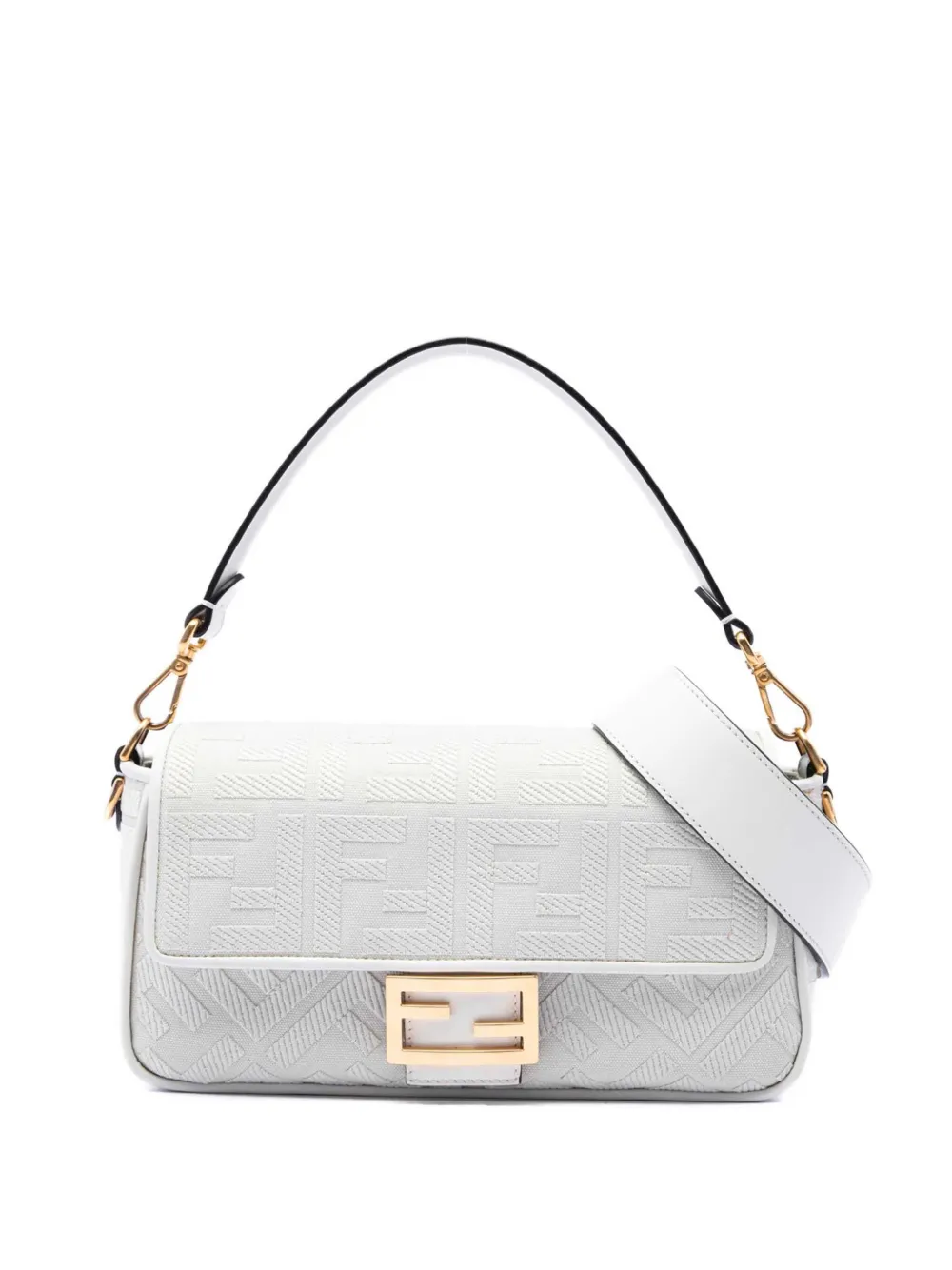 Fendi Pre-Owned 2010-2026 Zucca Embroidered Canvas Baguette satchel - White