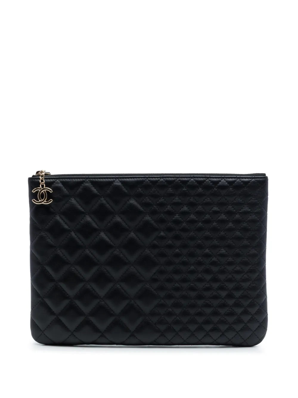 CHANEL Pre-Owned Clutch O Case media in pelle di agnello trapuntata bicolore 2016-2017 - Nero
