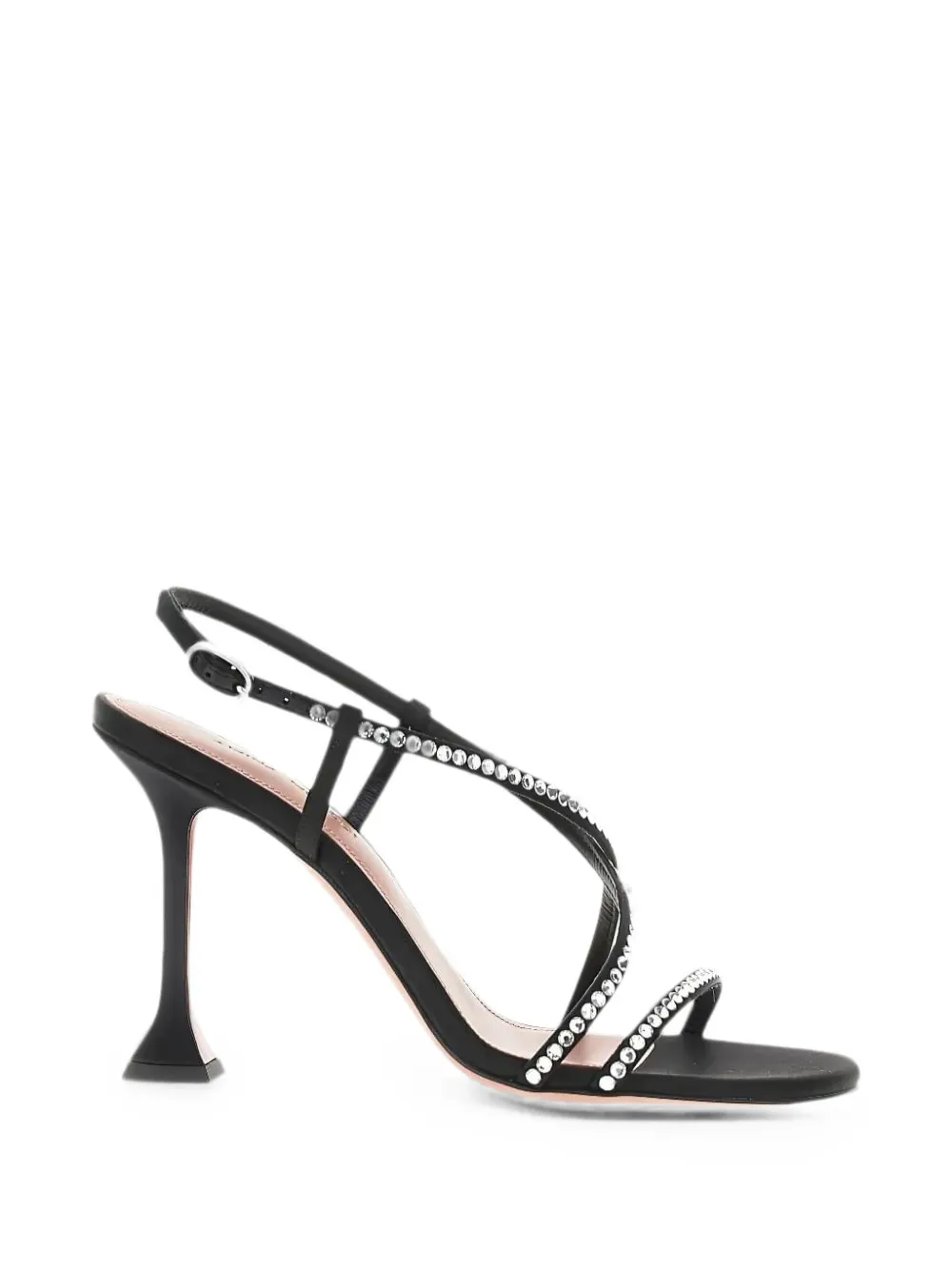 Amina Muaddi crystal-embellished silk sandals Zwart