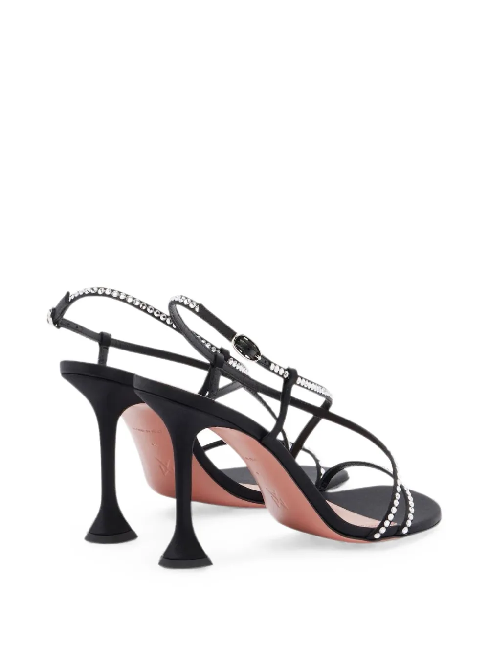 Amina Muaddi crystal-embellished silk sandals Zwart