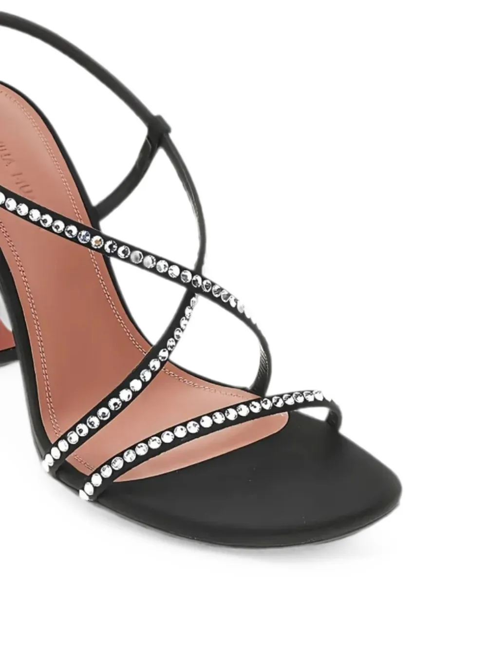 Amina Muaddi crystal-embellished silk sandals Zwart