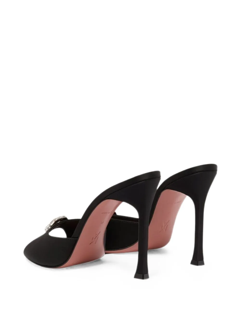 Amina Muaddi mini Camelia slippers 105 black satin Zwart