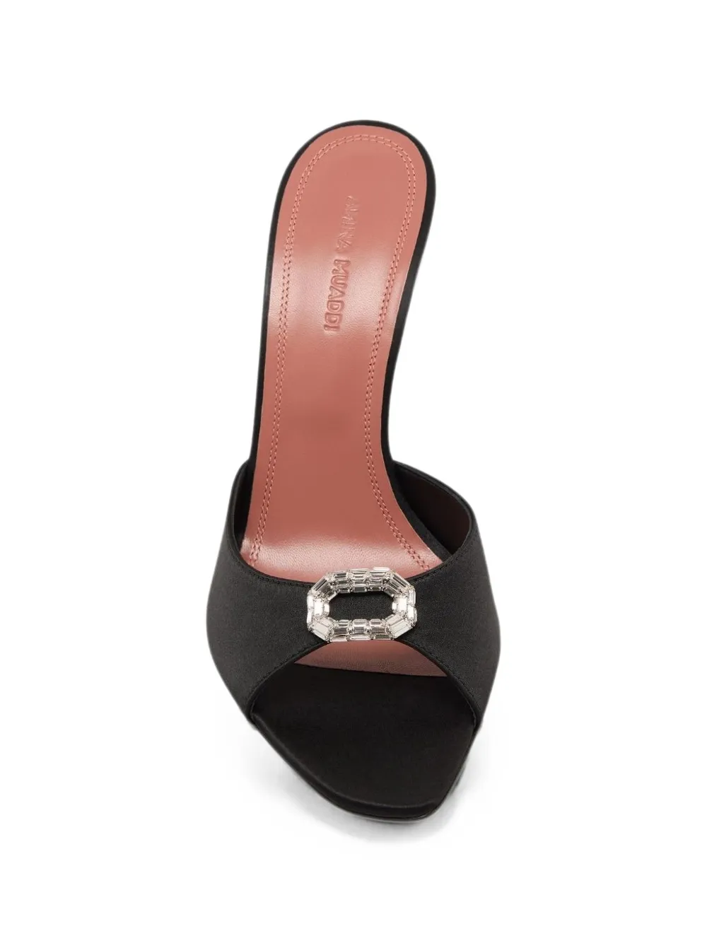 Amina Muaddi mini Camelia slippers 105 black satin Zwart