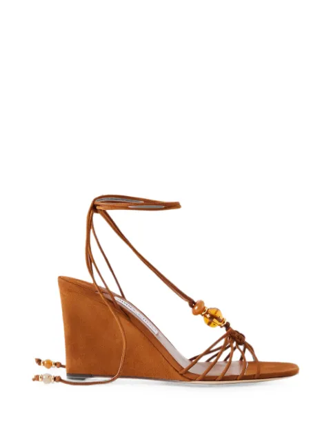 Jimmy Choo Lova bead-embellished suede wedge sandals