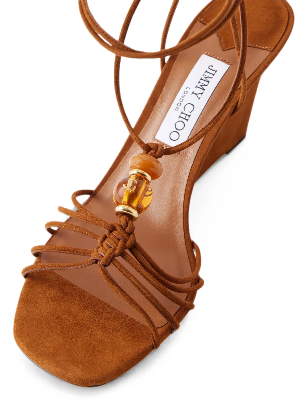 Jimmy Choo Lova bead-embellished suede wedge sandals Bruin