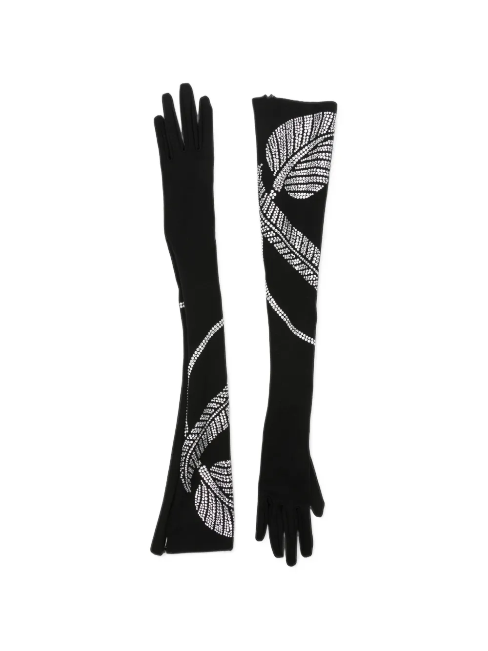 David Koma crystal-embellished long gloves - Nero