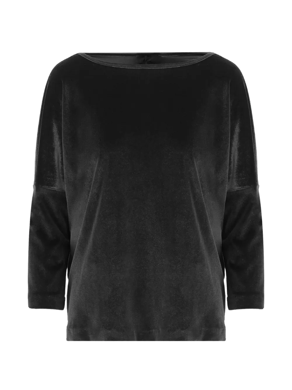 Fit Velvet-effect Dropped-shoulder Sweater In Black